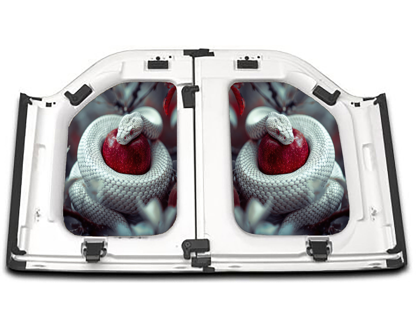 White snake with red apple